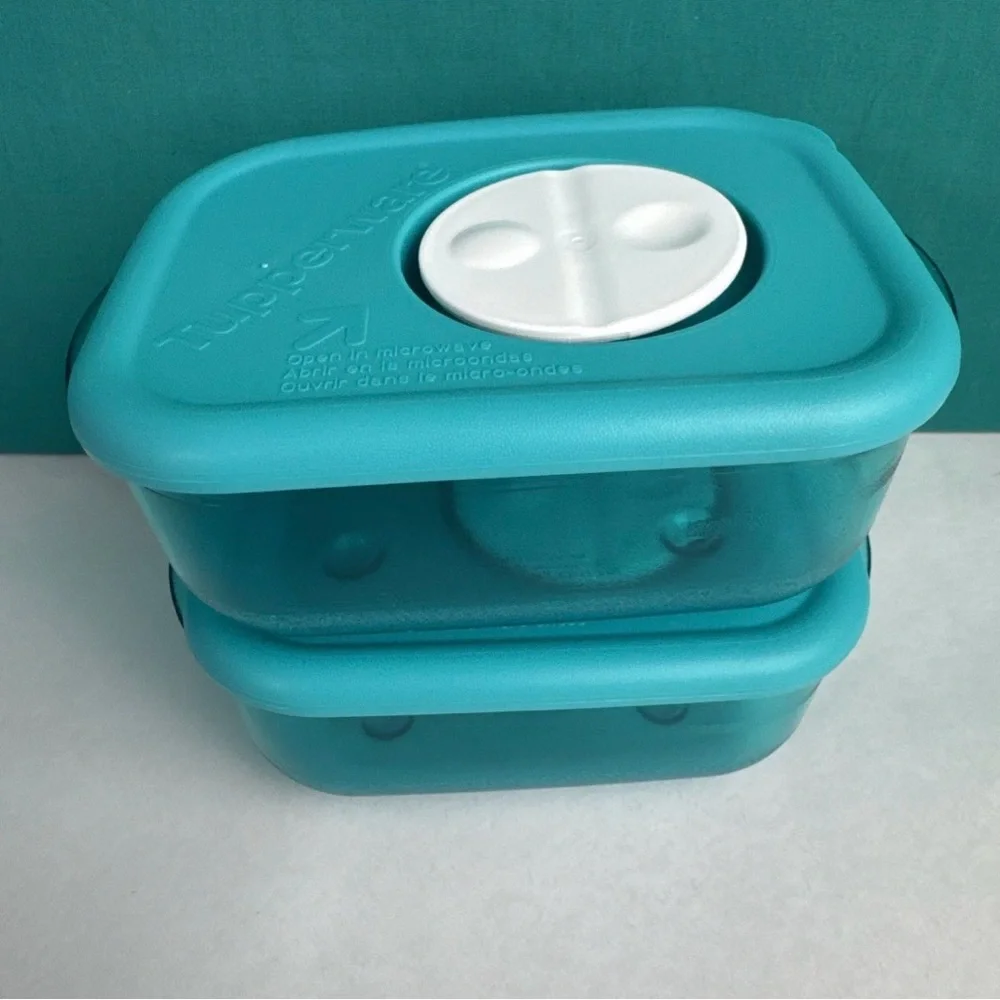 Tupperware Rock N Serve Small 1 Cup /260ml Peacock Blue Rare New Set Of 2 New
